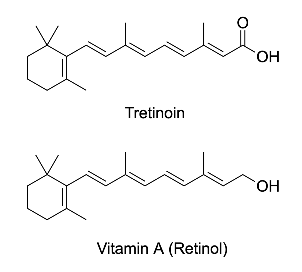 chemical structure of tretinoin and chemical structure of vitamin A